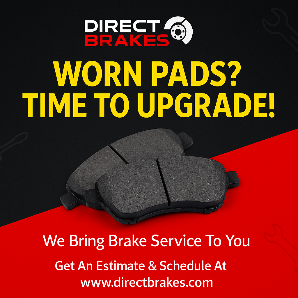 Worn brake pads need replacement - Direct Brakes mobile service