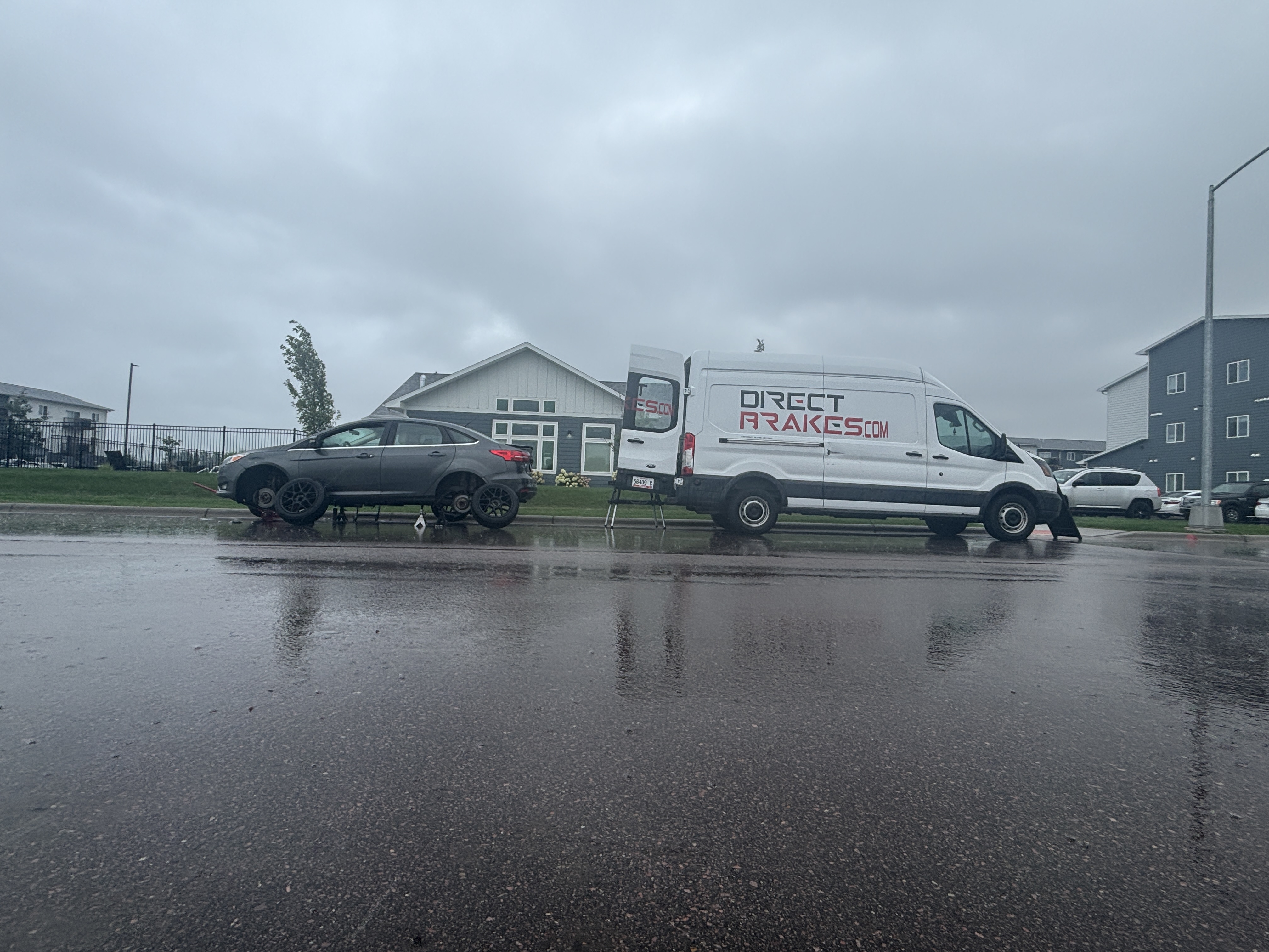 Toyota 4Runner receiving mobile brake service